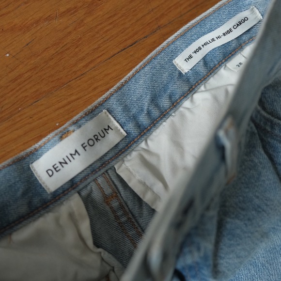 Denim Forum 90s Millie Hi-rise Cargo Jean Hi-rise Relaxed Cargo Jeans 28 Utility - Picture 3 of 9